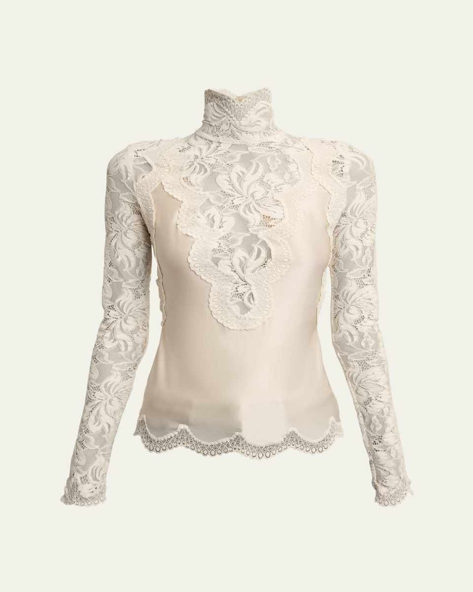 High-Neck Lace Blouse